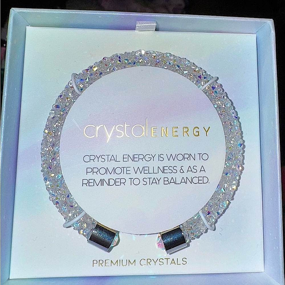 Aurora Borealis Sparkling Crystal Energy Adjustable Cuff Bracelet New In Box
